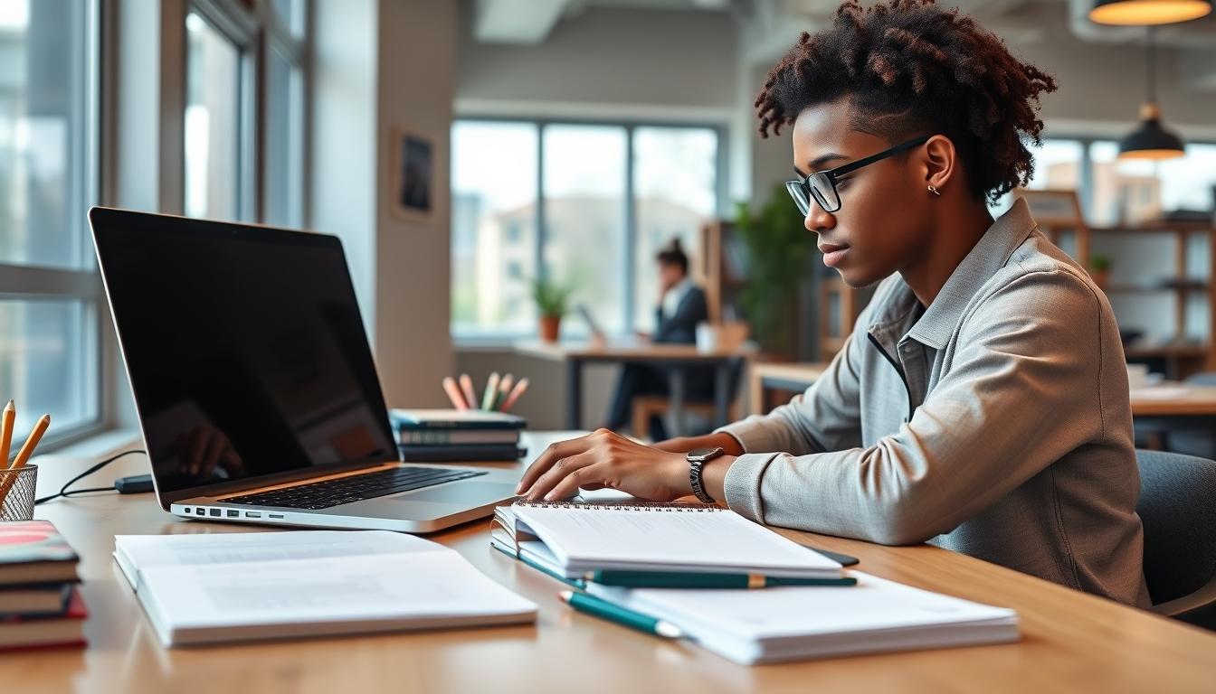 Student preparing for exams with study materials